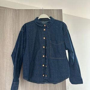 Zara Dark Blue Denim Shirt Jacket
